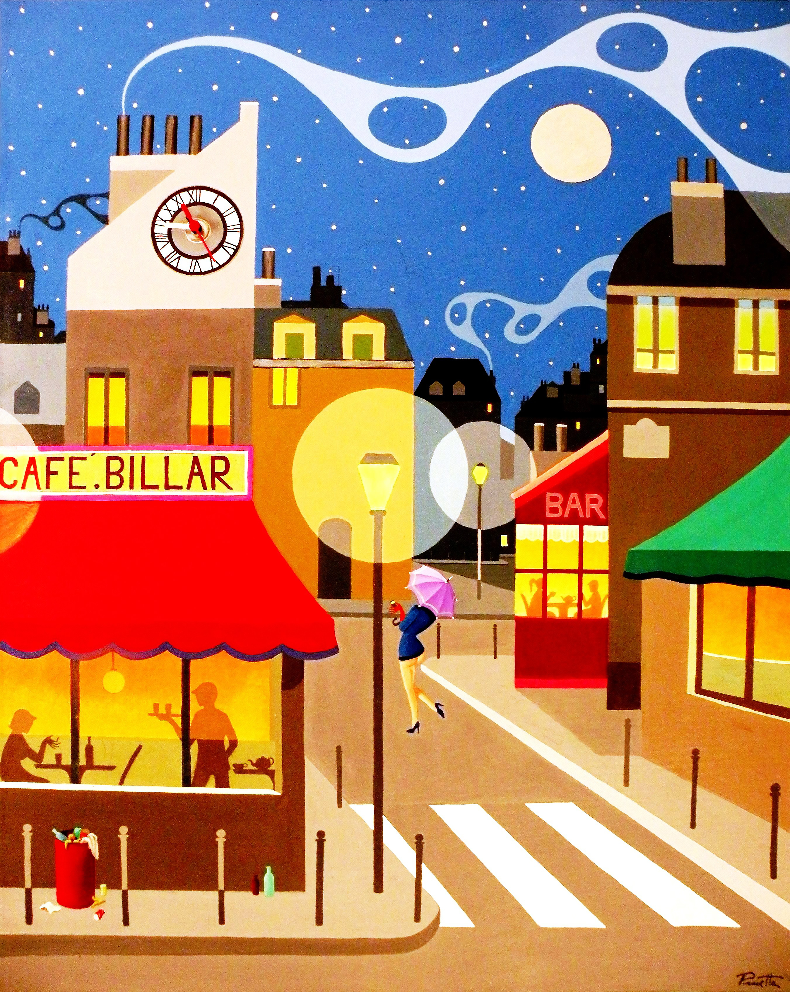 Belle de nuit, tecnica mista, acrilico, inserimento orologio funzionante con batteria 100 x 80 cm